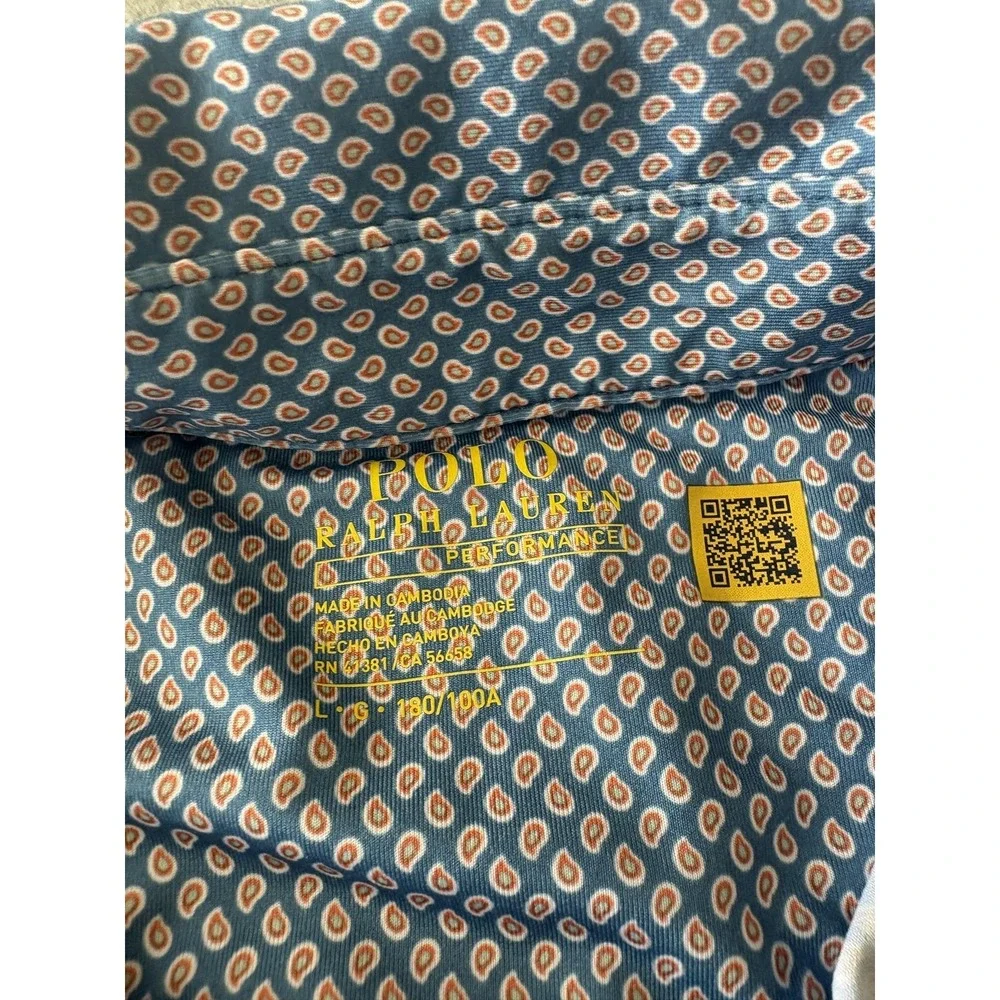 Polo Ralph Lauren Polo Shirt Mens Large Blue‎ Paisley Performance Golf Stretch